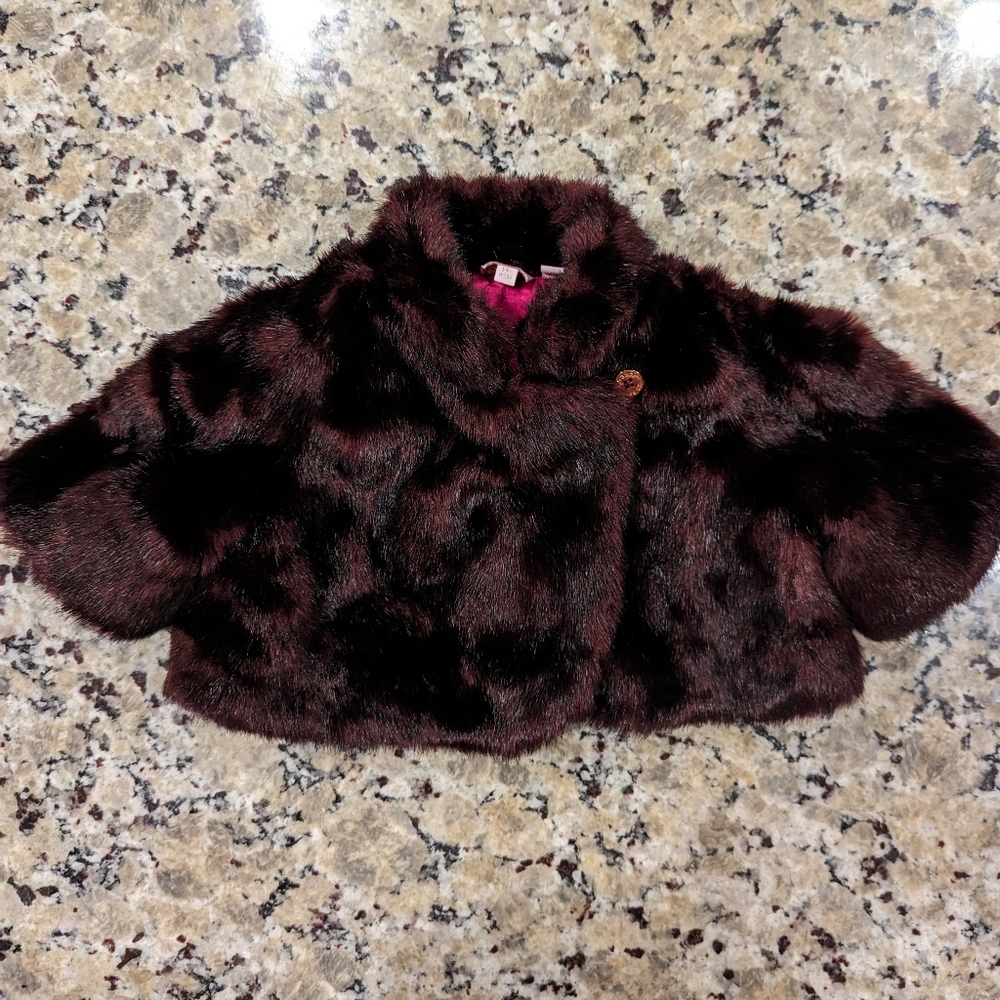 Baker By Ted Baker Red Mahogany faux fur  toddler cape